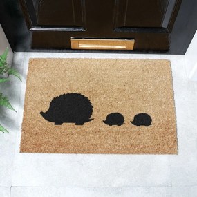 Zerbino in fibra di cocco 40x60 cm Hedgehog Family - Artsy Doormats