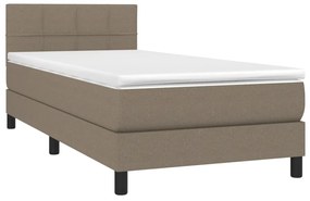 Letto a molle con materasso e led tortora 90x190 cm in tessuto