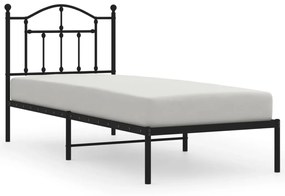 Giroletto con testiera in metallo nero 80x200 cm