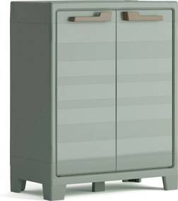 Armadio da Giardino 2 Ripiani 80x44x100 cm Keter Planet Outdoor Basso Grigio e Verde...