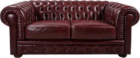 Divano 2 Posti Royal Chesterfield L175 cm in Pelle Vintage - Bordeaux