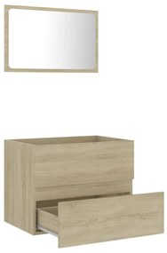 Set mobili da bagno 2 pz rovere sonoma in truciolato