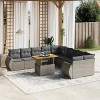 Set Divani da Giardino 11 pz con Cuscini in Polyrattan Grigio 3272390