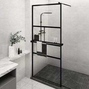 Parete Doccia Walk İn Mensola Nera 90x195cm Vetro Esg Alluminio /