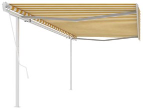 Tenda Da Sole Retrattile Automatica Pali 5x3 M Gialla Bianca /