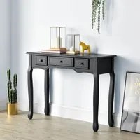 [en.casa] Tavolo Consolle Vintage con 3 Cassetti 78x100x35 da Salotto/Ingresso/Soggiorno Nero