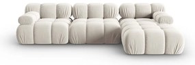 Divano angolare componibile beige (con penisola a destra) con rivestimento in velluto Bellis – Micadoni