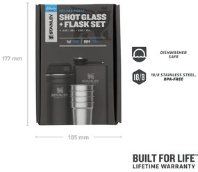 Set di fiaschette e bicchierini nero in acciaio inox 6 pz 250 ml Adventure Black – Stanley