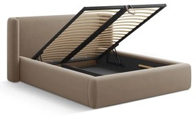 Letto matrimoniale imbottito marrone chiaro con contenitore con rete inclusa 180x200 cm Jason – Windsor &amp; Co Sofas