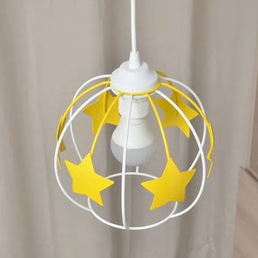 Lampadario a sospensione per bambini STARS 1xE27/15W/230V giallo/bianco