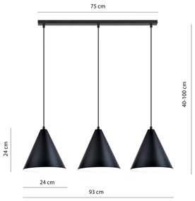 Sospensione Nordica Rebel 3 Luci In Acciaio Nero