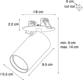Faretto da incasso moderno nero GU10 50mm - Chels