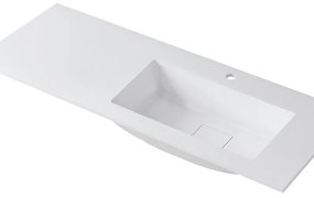 Lavabo integrale a destra rettangolare L 120.5 x H 15 x P 46 cm in resina bianco