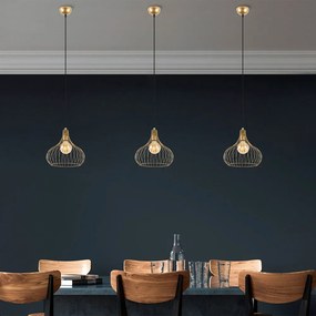 Lampadario dorato con paralume in metallo ø 22 cm Teldemia – Opviq lights