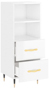 Credenza bianco lucido 34,5x34x90 cm in legno multistrato