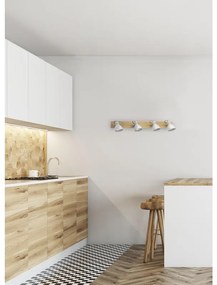 Faretto decorativo senza fonte luminosa 4 luci Factory bianco e naturale in legno GU10 35W SEYNAVE