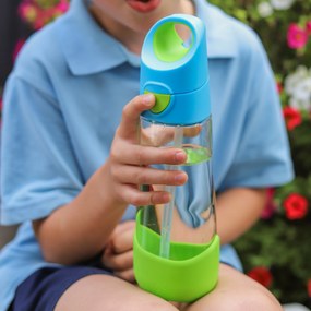 Bottiglia con cannuccia 600 ml – blu/verde