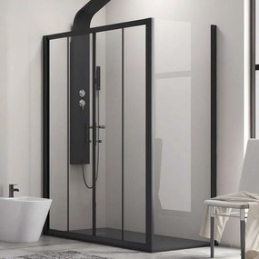 Kamalu - box doccia 160x90 angolare doppio scorrevole colore nero kfn6000s