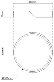 Plafoniera LED Rotonda 18W CCT Ø300mm Legno/Nero