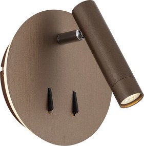 Lampada da parete moderna bronzo scuro con LED e USB-C - Croft