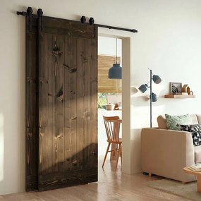 Porta scorrevole reversibile Smooth doppia in legno ebano, L 86 x H 213 cm, con binario Fizz