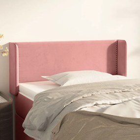 Testiera Ad Orecchio Rosa 103x16x78/88 Cm İn Velluto /