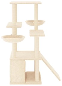 Albero per gatti con tiragraffi in sisal crema 133 cm