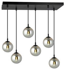 Lampadario a Sospensione in Acciaio e Vetro COSMO 6 Nero 6xE14