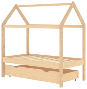 Giroletto per Bambini con Cassetto in Pino Massello 70x140 cm