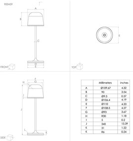 Lampade Da Tavolo Esterno Mannera Alluminio Ruggine Policarbonato Bianco Led