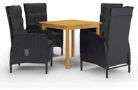 Set Mobili da Pranzo per Giardino 5 pz Nero cod mxl 36970