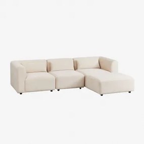 Divano Componibile In 3 Pezzi Con Pouf Fogler Velluto A Coste Beige Lin - Sklum