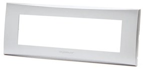 Placca 7 moduli 506 in plastica argento compatibile anche con Vimar Plana