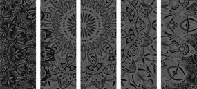 Quadri 5 pezzi – Mandala elegante in bianco e nero