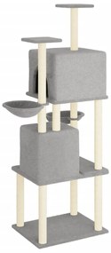 Albero per gatti con tiragraffi in sisal grigio chiaro 180 cm
