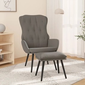 Poltrona Relax Con Poggiapiedi Grigio Chiaro İn Velluto /