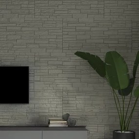 Pannello decorativo effetto pietra mattoni 3D set 12 pz 8,6 mt2 rivestimento murale in PU 120 x 60 x 2,5 Greige Tortora