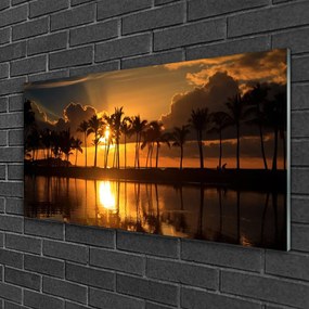 Quadro in vetro Alberi Sole Paesaggio 100x50 cm
