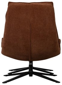 Poltrona con poggiapiedi marrone girevole con rivestimento in ciniglia Kube – WOOOD