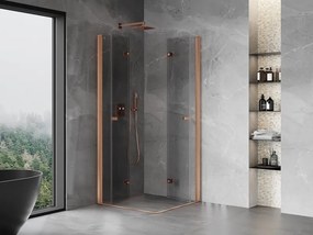 Mexen Mist-F Duo cabina doccia pieghevole 80 x 80 cm, trasparente, rame spazzolato - 8A6-080L-080P-65-00