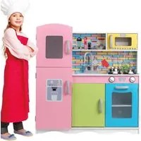 Cucina in legno Giocattolo Bambini con Pentole e Accessori Gioco in Acciaio