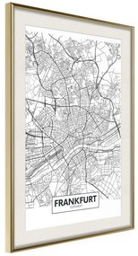 Poster  City map: Frankfurt  Cornice Quadri Cornice d'oro con passe-partout, Larghezza x Altezza Home decor 20x30