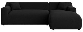 Divano angolare nero (con penisola a destra e chaise lounge) rivestito in velluto a coste Martin – Ropez