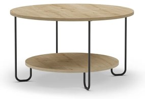 Tavolino rotondo con piano in rovere naturale ø 80 cm Tonka - Marckeric