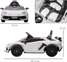 Macchina Elettrica per Bambini 12V con Licenza Lamborghini Aventador SVJ Roadster Bianco...