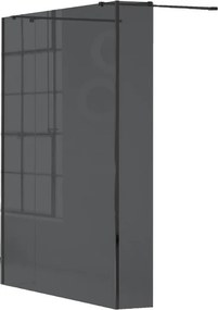 Box doccia walk-in Wens, vetro fumè 6 mm, H 200 cm, profilo nero