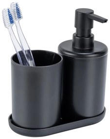 Set di accessori per il bagno nero opaco in plastica Fano – Allstar