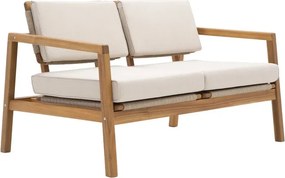 Divano da giardino con cuscino beige e braccioli Oasis NATERIAL da 2 posti, struttura in acacia marrone seduta in acacia marrone, L 124 x H 74 x P 80 cm