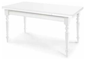 Tavolo da pranzo classico in legno massello gambe tornite bianco opaco 160x80 cm