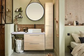 Mobile da bagno sotto lavabo SENSEA bianco / rovere nat. L 60 x H 58 x P 46 cm, lavabo non incluso